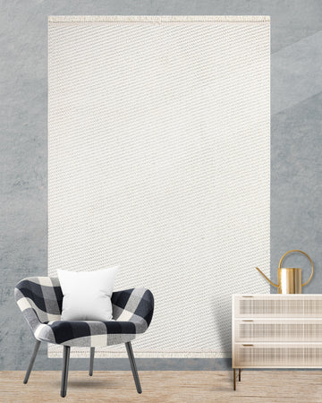 Trend Sade Desen Makine Halısı Krem