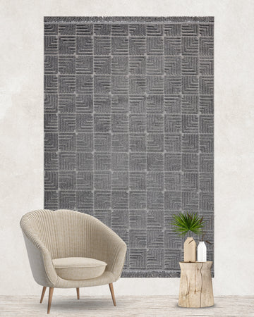 Trend Geometrik Desen Makine Halısı Antrasit