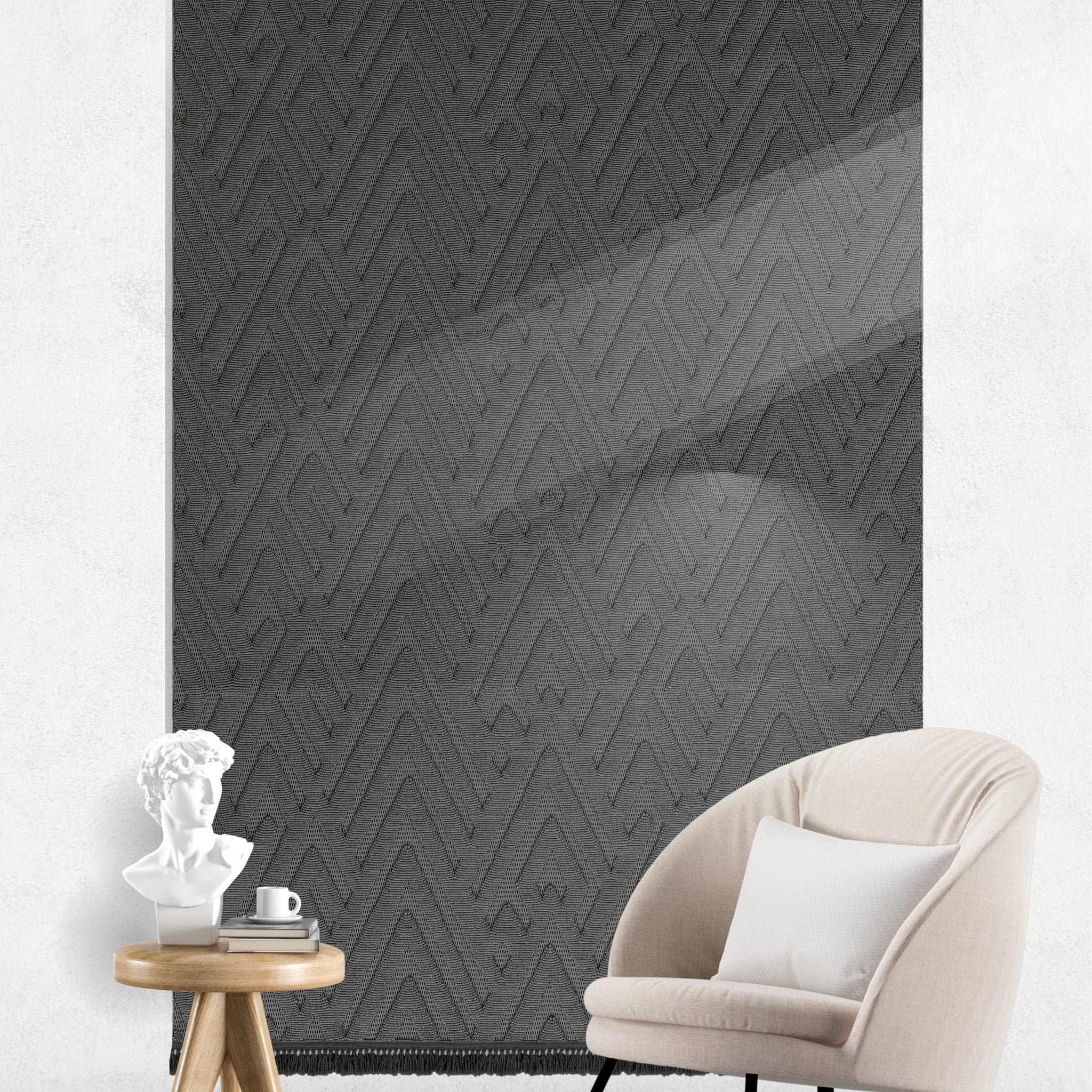 Buklem Zigzag Desenli Makine Halısı Antrasit