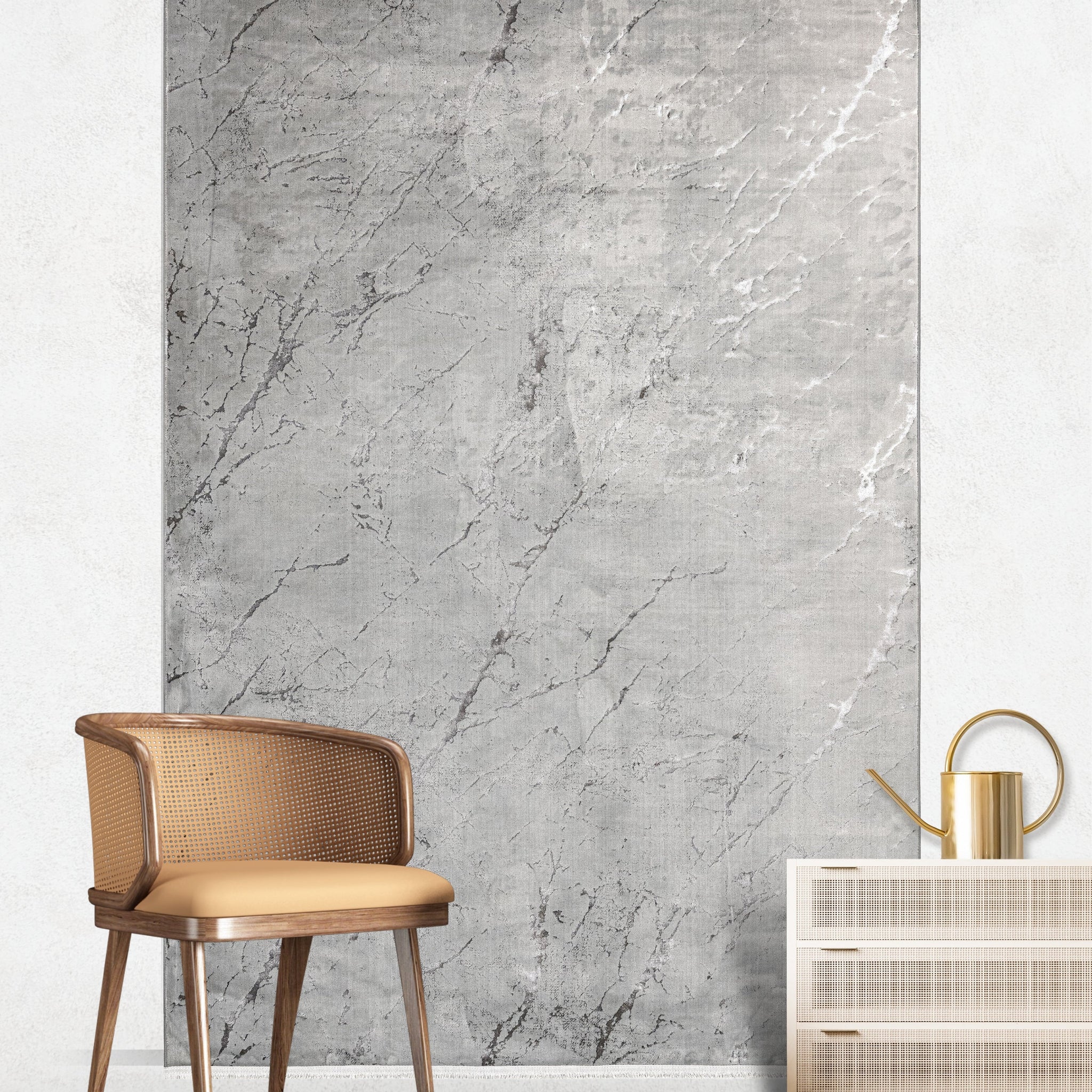 Eva Modern Desen Makine Halısı Gri