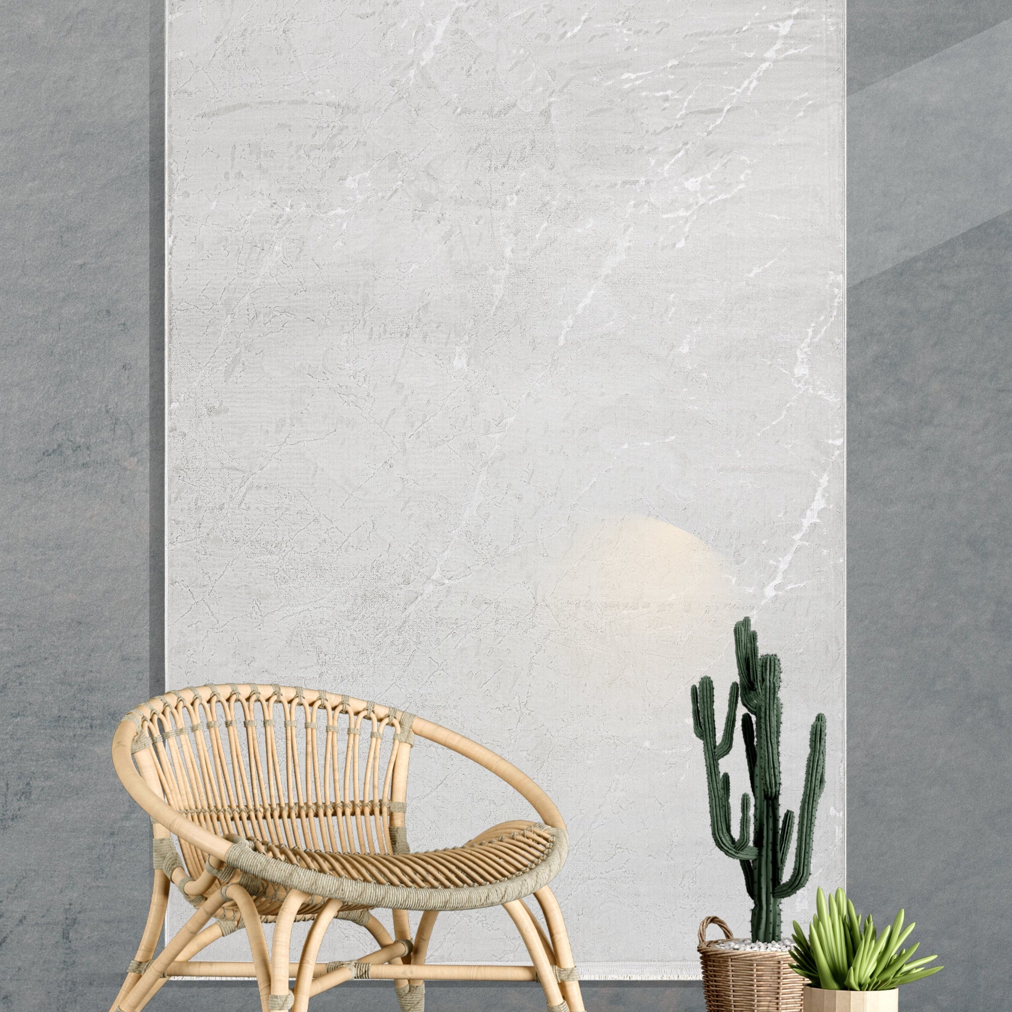 Eva Modern Desen Makine Halısı Krem
