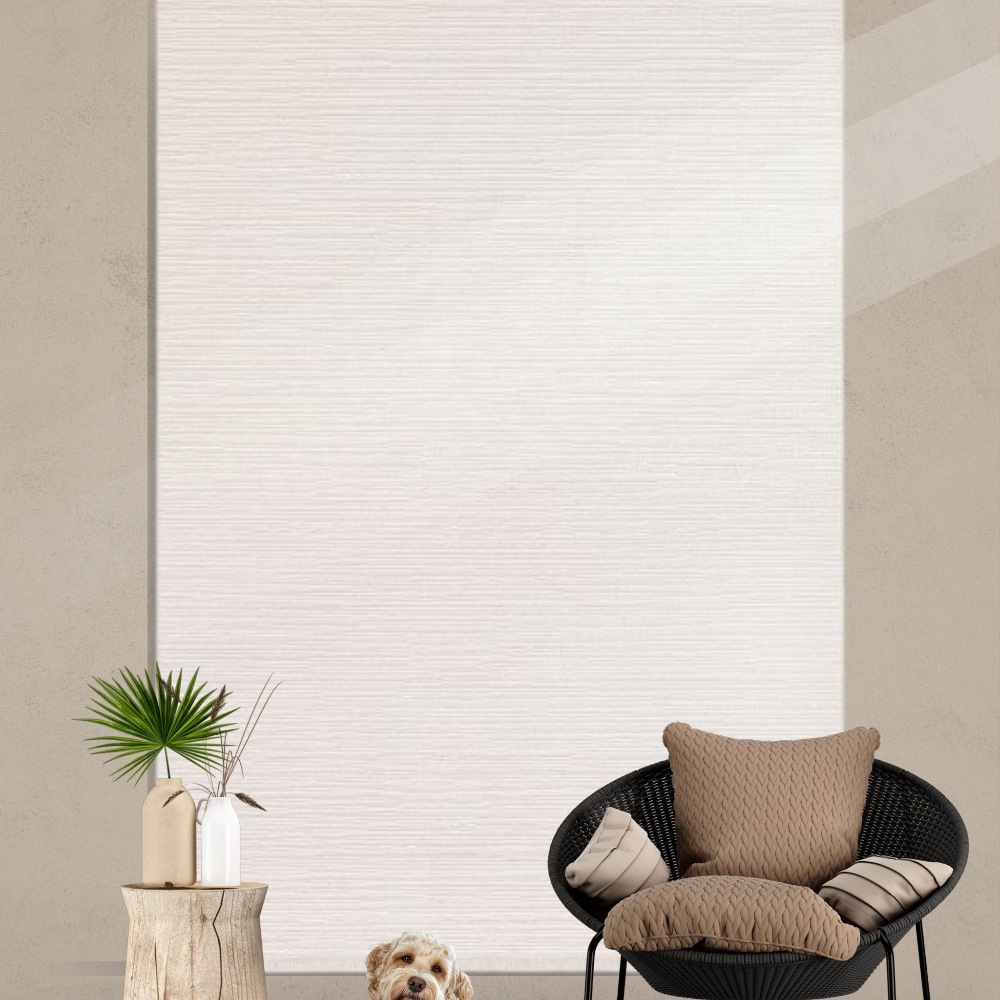 Buklem Sade Makine Halısı Krem